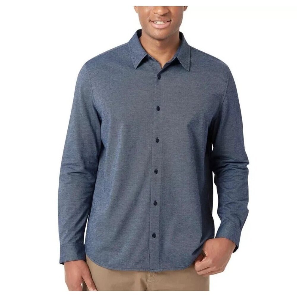 NWOT DKNY Men's XXL Long-Sleeve Button-Up Shirt Cotton Blue